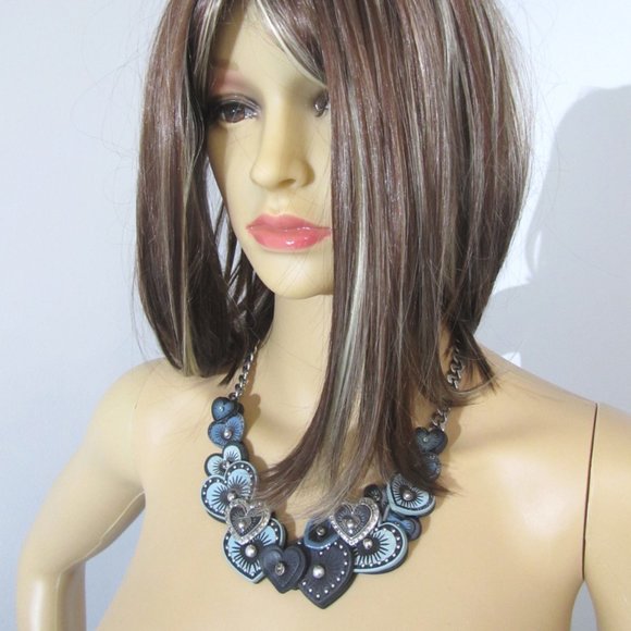 Coach $300 Leather SWAROVSKI Crystals Heart Applique 3d Necklace - Picture 8 of 13